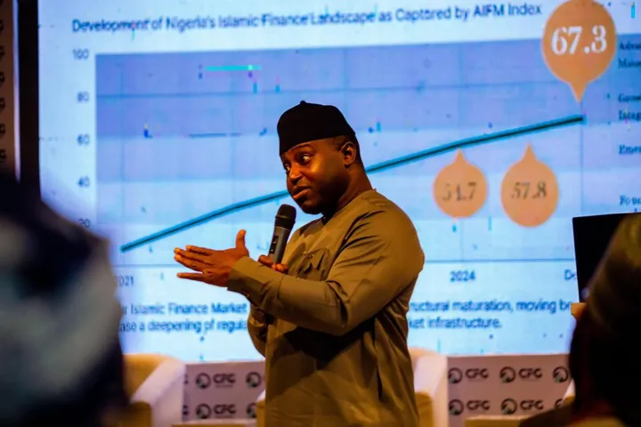 Dr. Oshodi charting the development of Nigeria's Islamic finance market